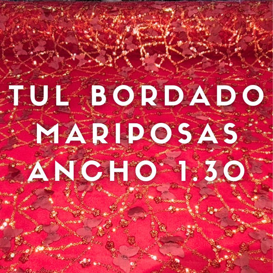 Tul Bordado Mariposas ancho 1.30